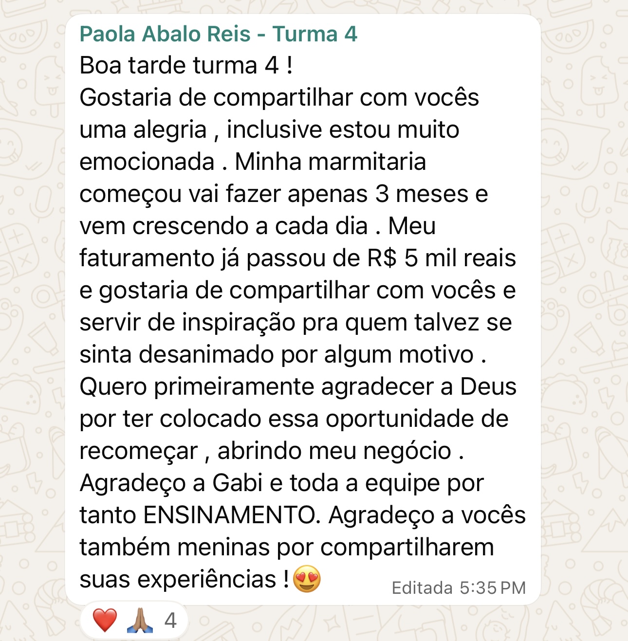 Depoimento de aluna 1